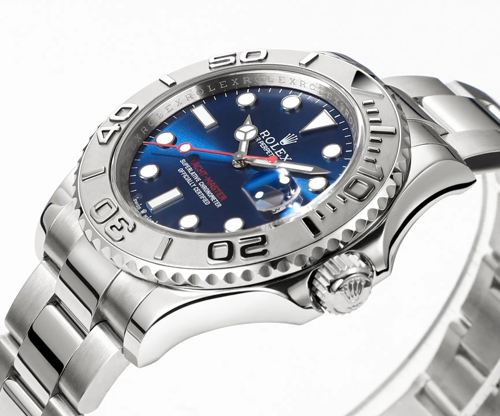 Rolex Yacht-Master 42mm Stainless Steel Watch with Blue Dial and Oyster Bracelet - Image 2