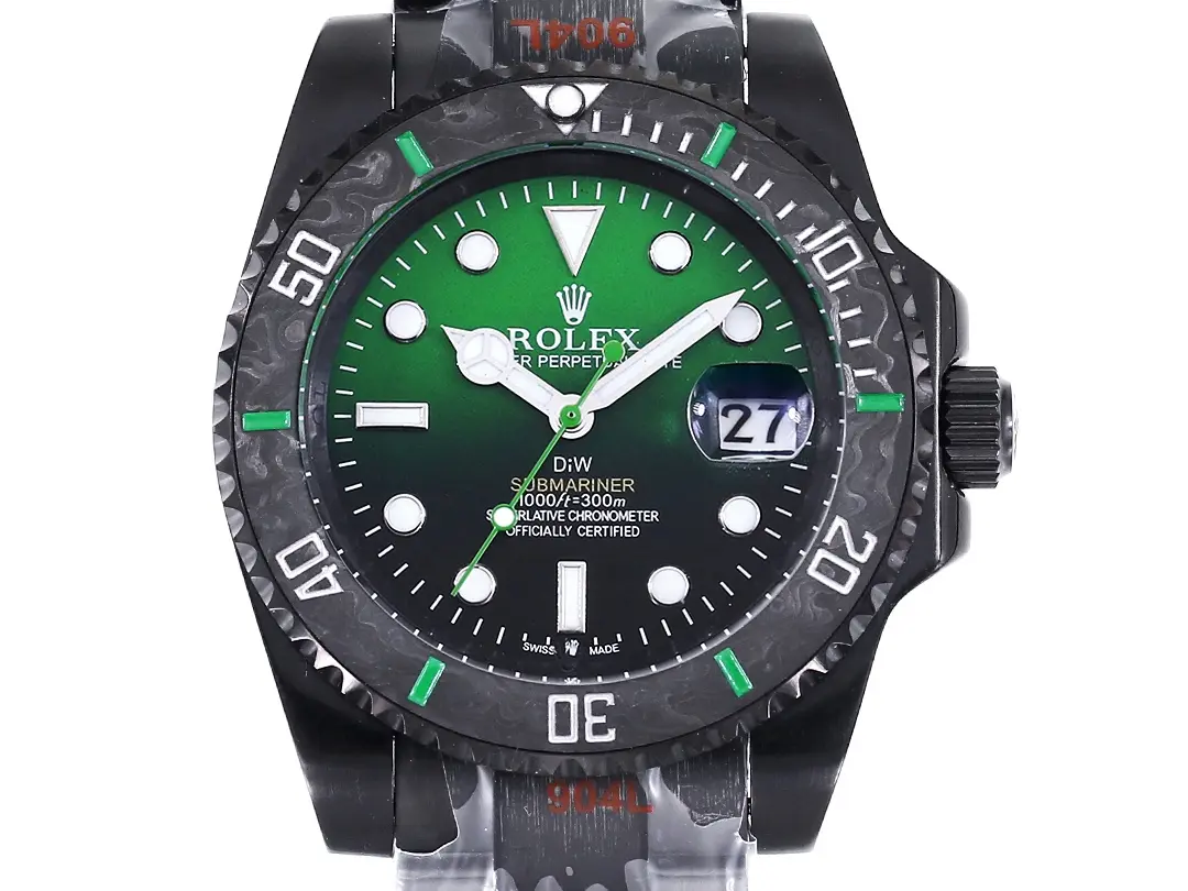 Rolex Submariner PARAKEET – Custom Black Carbon Fiber Bezel, Gradient Green Dial, 904L Steel by Official Store - Image 2