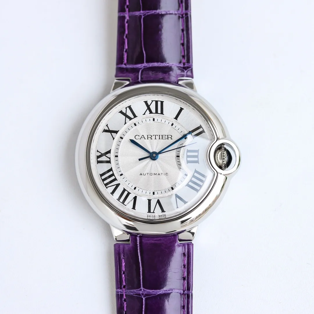 Cartier Ballon Bleu 1450 Purple Leather Watch