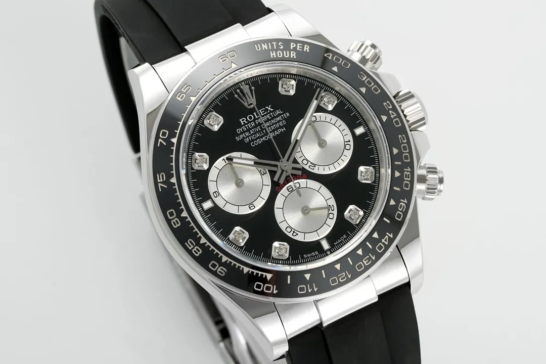 Rolex Daytona – Black Dial, Stainless Steel Case, Rubber Strap Watches Chronograph - Image 2