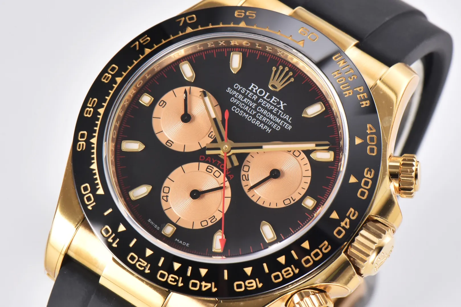 Rolex Daytona Little Devil – Black Dial, Gold Case, Rubber Strap - Image 2