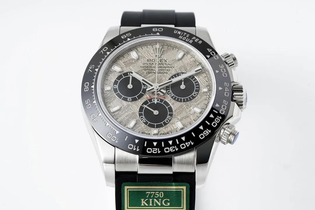 Rolex Daytona 7750 Movement – White Dial with Black Subdials, Stainless Steel Case, Rubber Strap - Image 2