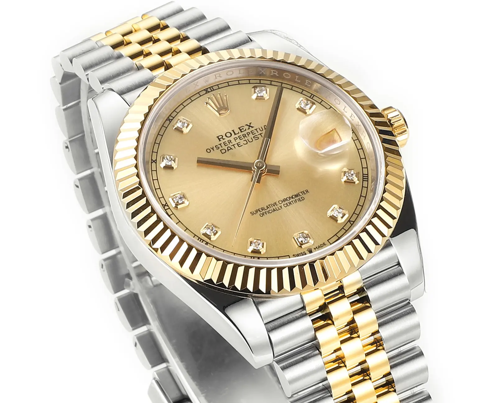 Rolex Datejust 41mm Two-Tone Gold & Steel Watch with Diamond Bezel - Image 3