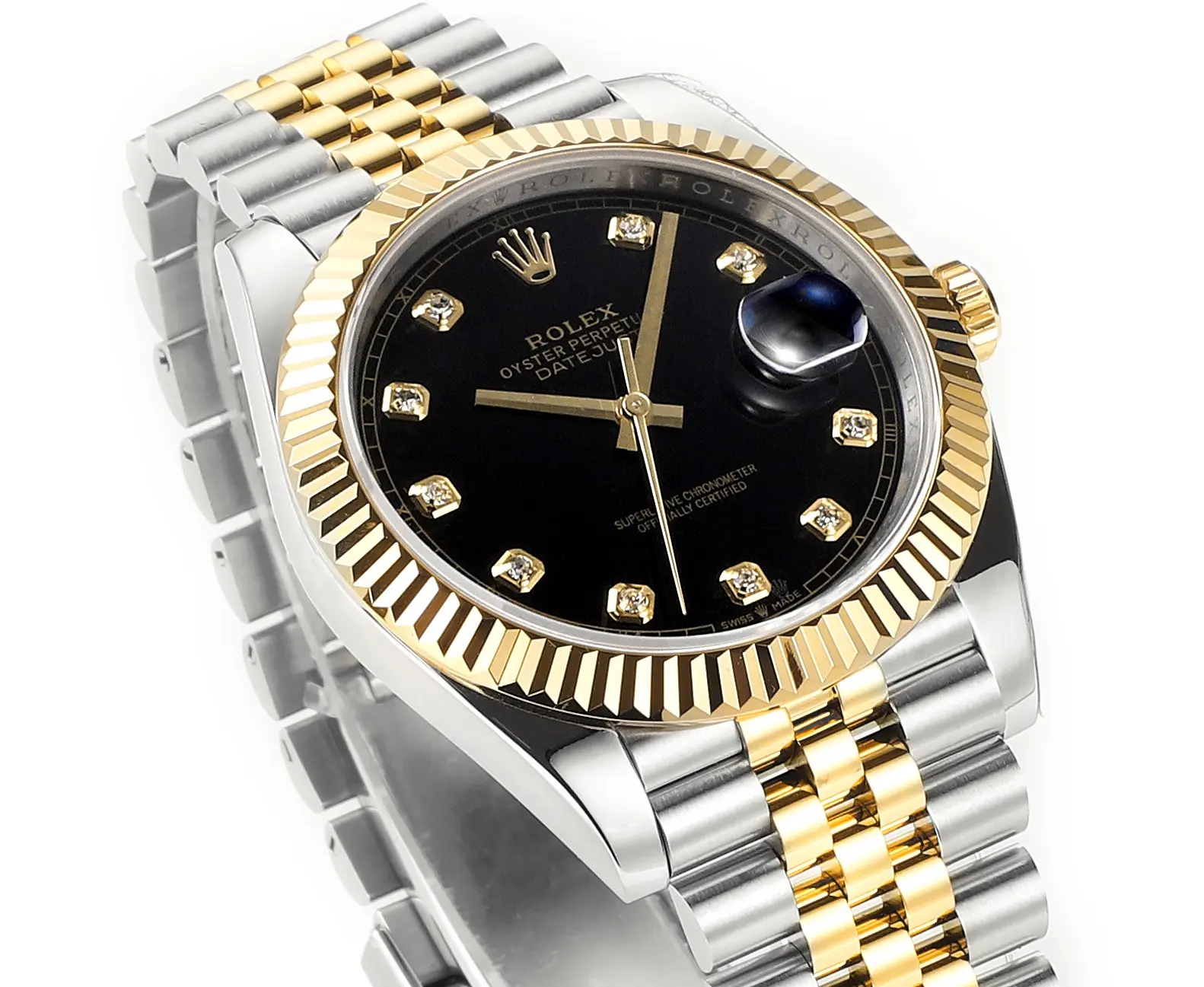 Rolex Datejust 41mm Watch – Two-Tone Steel and Gold with Black Diamond Dial - Image 3