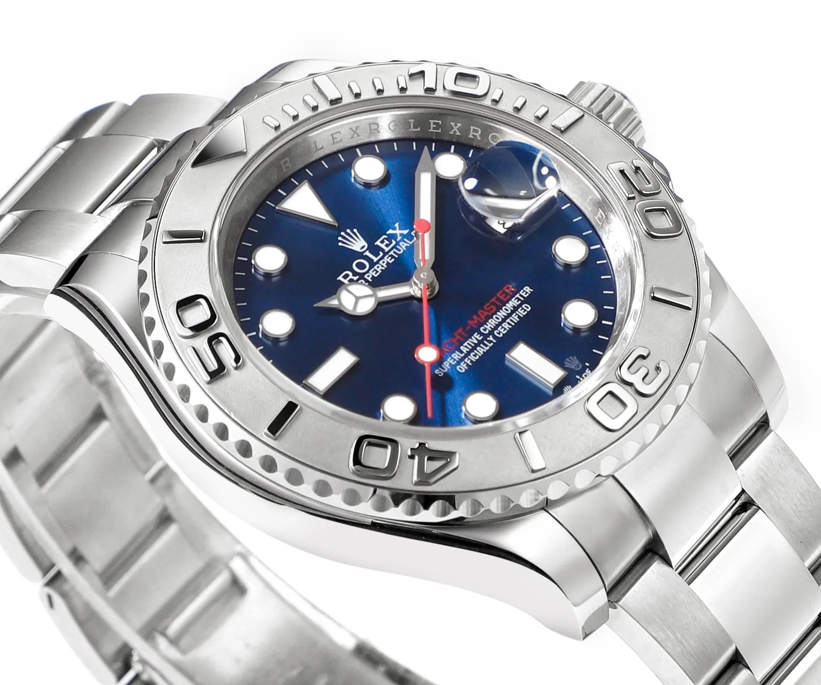 Rolex Yacht-Master 42mm Stainless Steel Watch with Blue Dial and Oyster Bracelet - Image 3