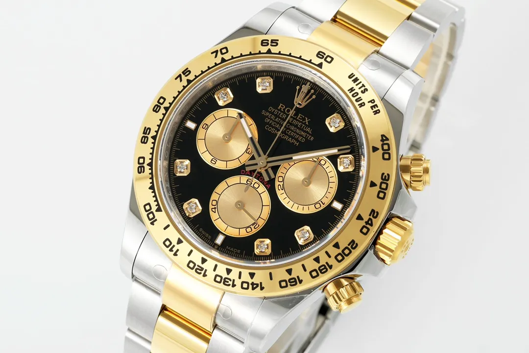 Rolex Daytona Watch – Two-Tone Stainless Steel and Gold, Black Dial, Chronograph - Image 3