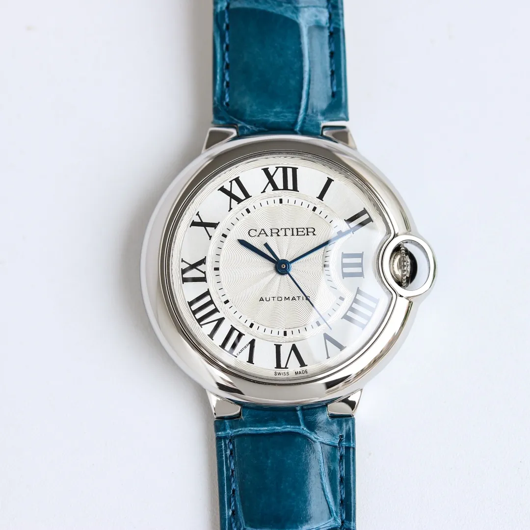 Cartier Ballon Bleu 1450 Purple Leather Watch - Image 2