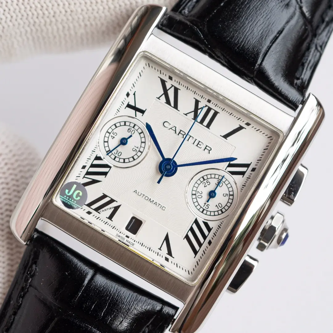 Cartier Tank W5330007 Silver Black Leather - Image 6