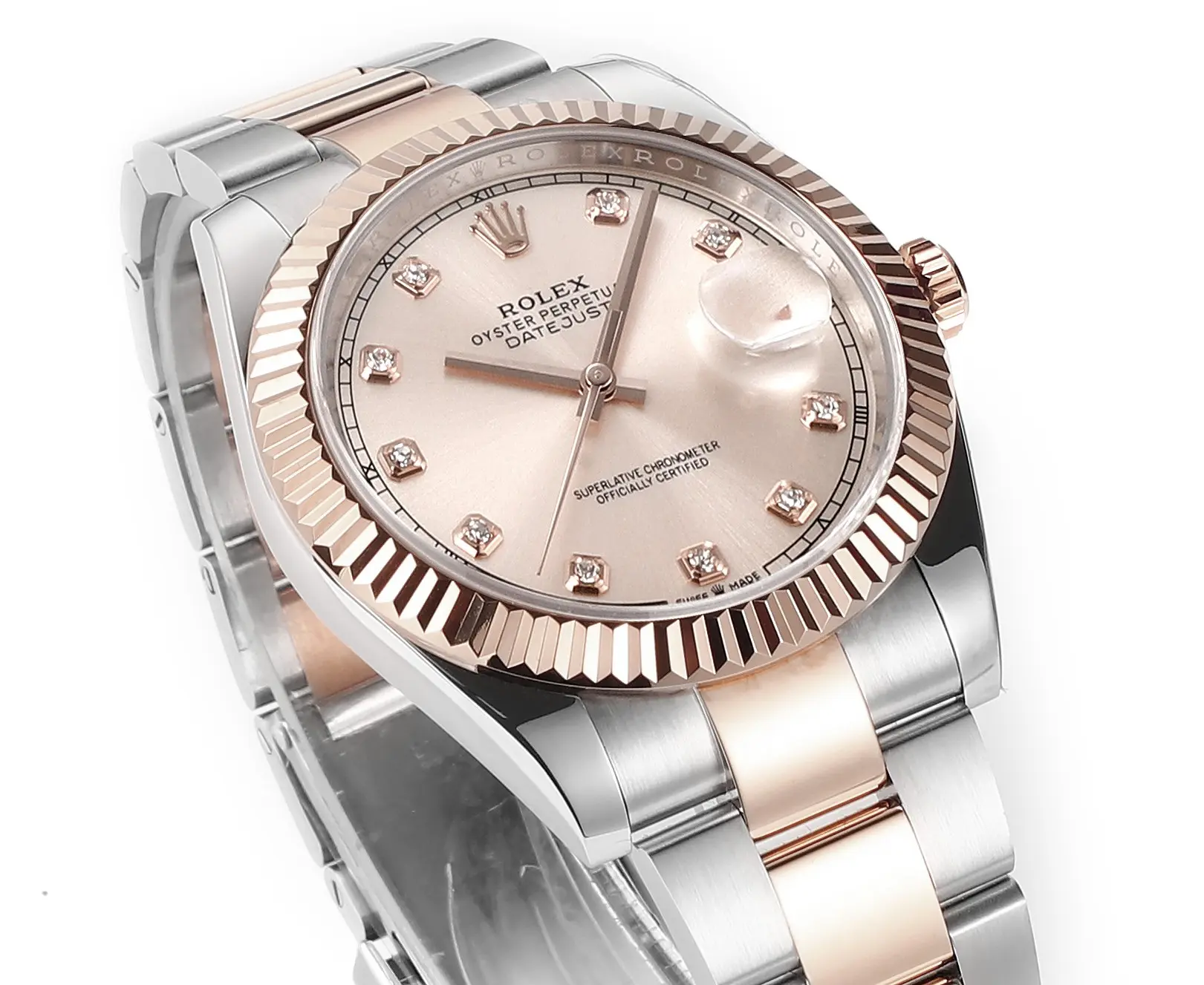 Rolex Datejust 41mm Two-Tone Rose Gold and Stainless Steel Watch with Diamond Dial - Image 3