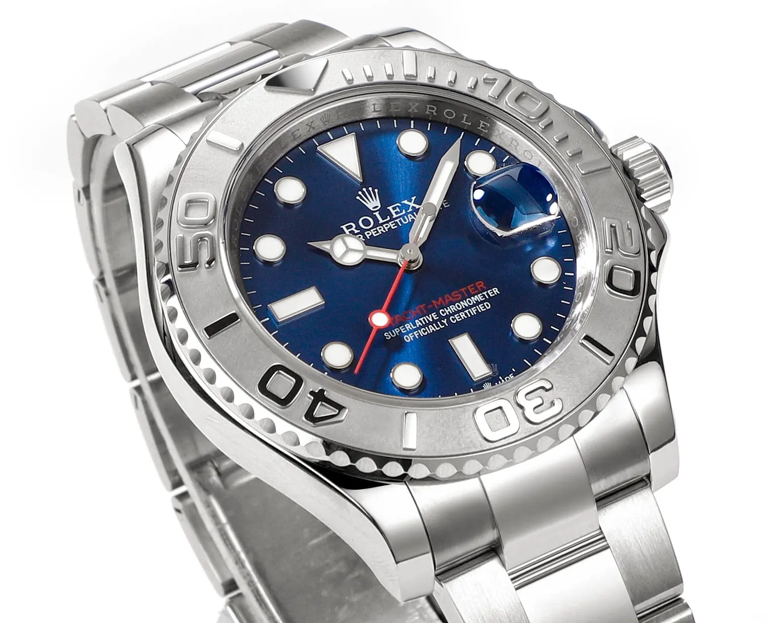 Rolex Yacht-Master 42mm Stainless Steel Watch with Blue Dial and Oyster Bracelet - Image 4