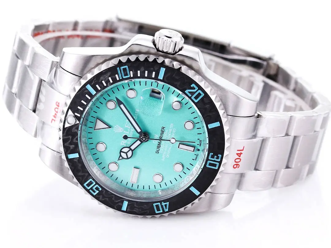 Rolex Submariner PARAKEET Custom Watch – Gradient Green Dial, Carbon Fiber Bezel, Stainless Steel - Image 4