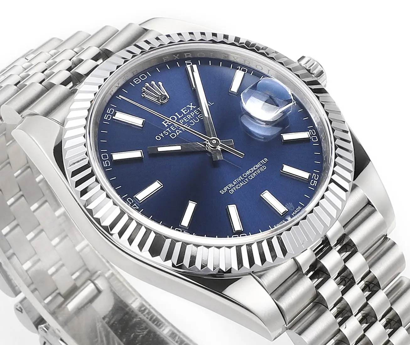 Rolex Datejust 41mm Watch – Silver with Blue Dial, Fluted Bezel Rolex - Image 5