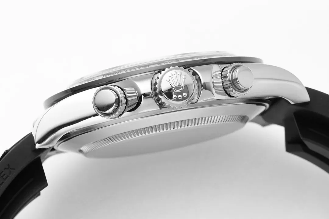 Rolex Daytona Cosmograph Watch – Silver Dial, Black Rubber Strap - Image 5