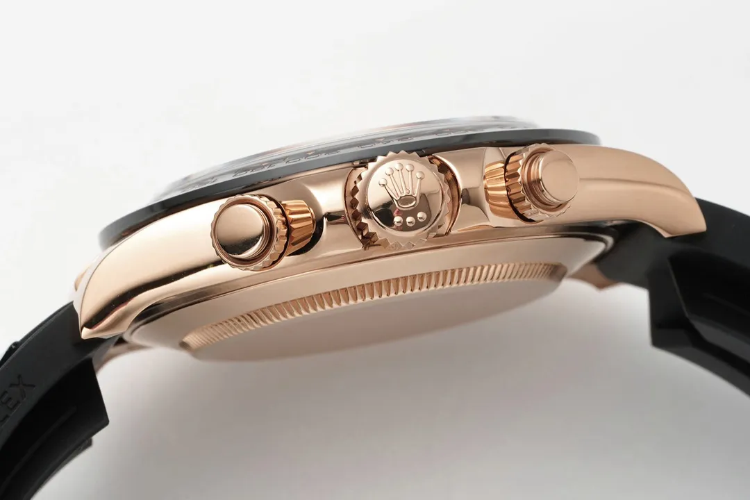 Rolex Daytona Rose Gold Black Rubber Strap Chronograph - Image 5