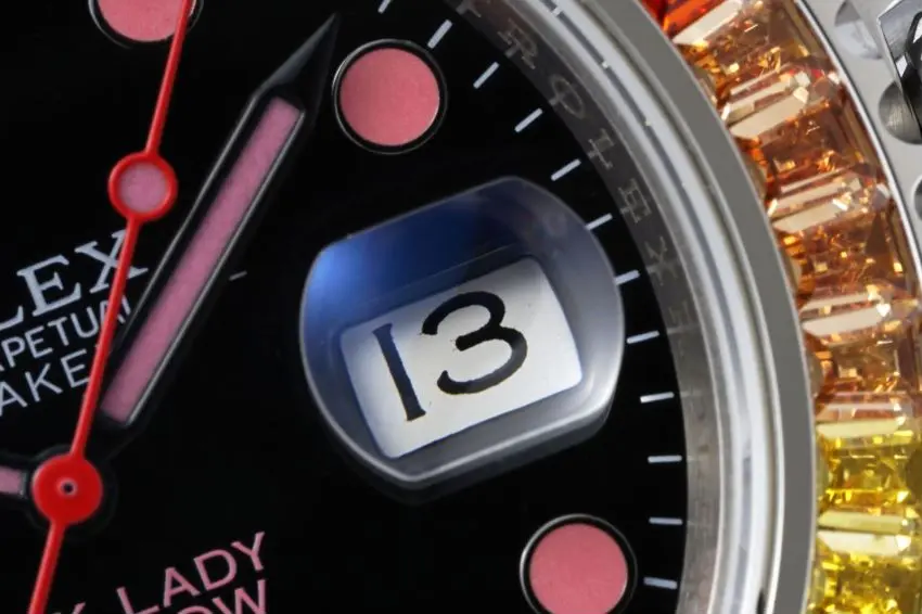 Rolex Submariner Rainbow Bezel Watch – Black Dial with Pink Markers, 40mm Stainless Steel Case - Image 6