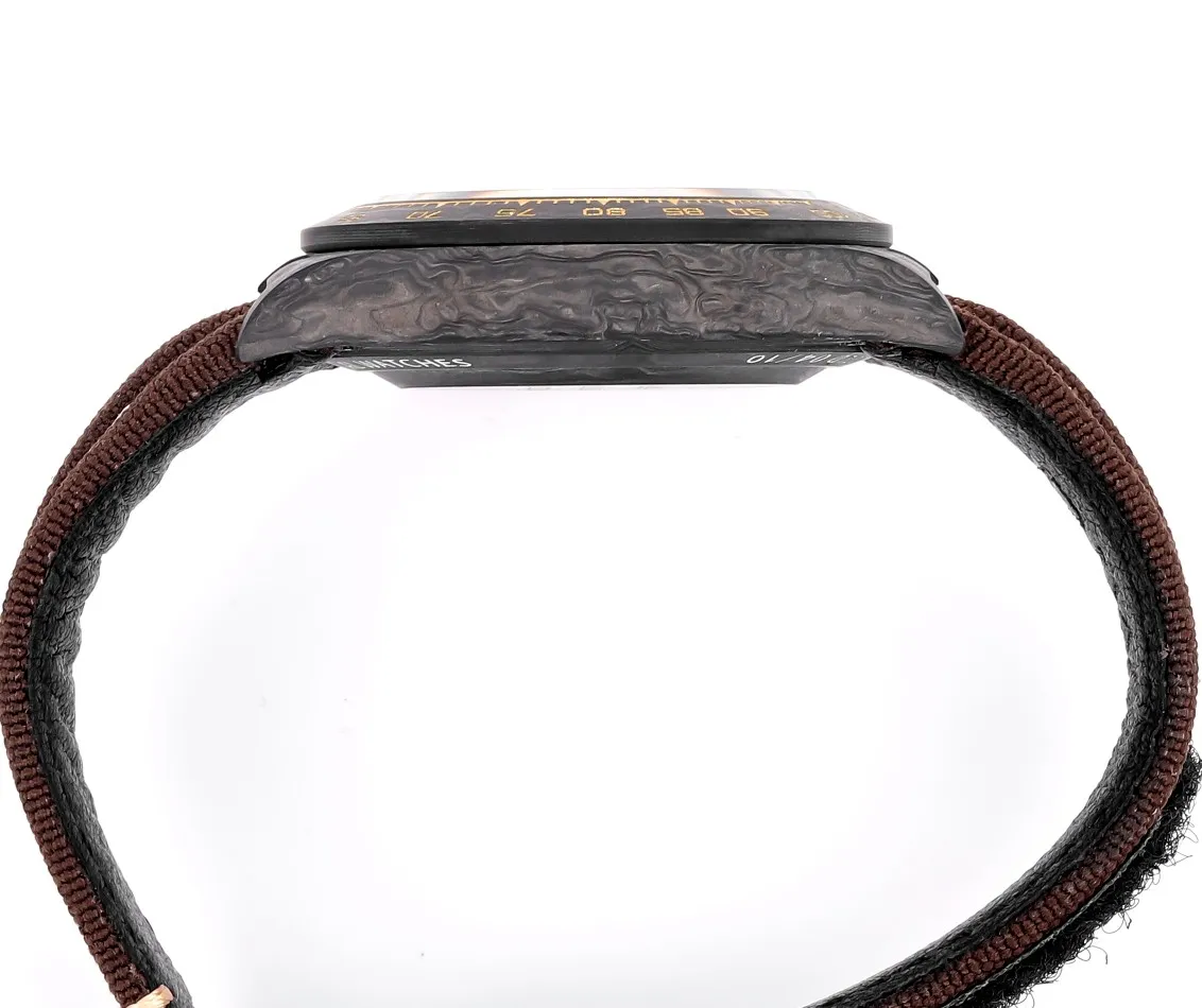 Rolex Daytona Carbon Fiber Custom Edition Watch – Black with Brown Strap - Image 6