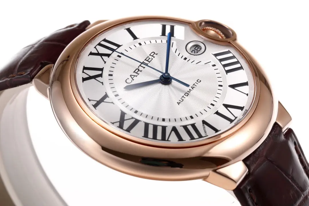 Cartier Ballon Bleu 42mm Rose Gold Brown Leather - Image 5