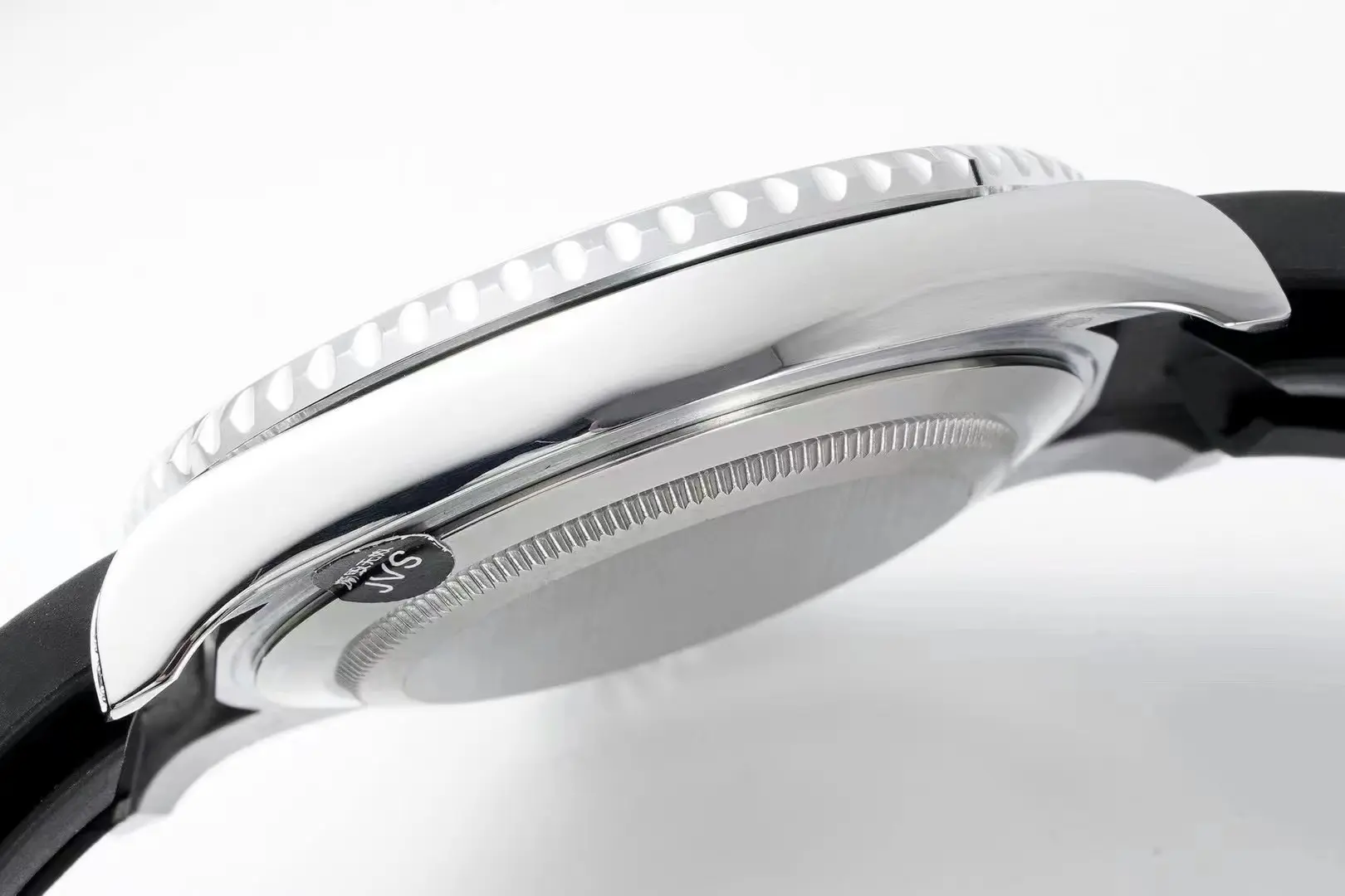Rolex Yacht-Master 42mm Platinum Case Watch with Diamond & Amethyst Bezel and Black Rubber Strap - Image 7