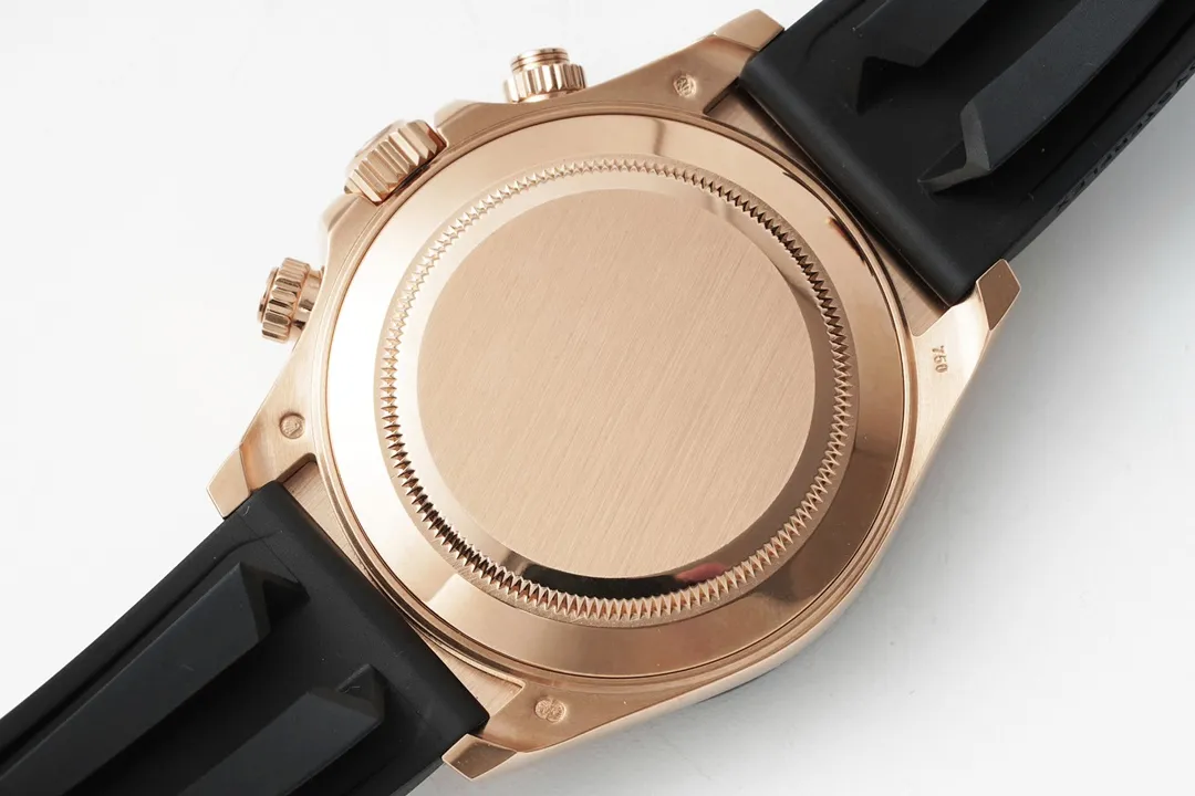 Rolex Daytona Rose Gold Black Rubber Strap Chronograph - Image 7