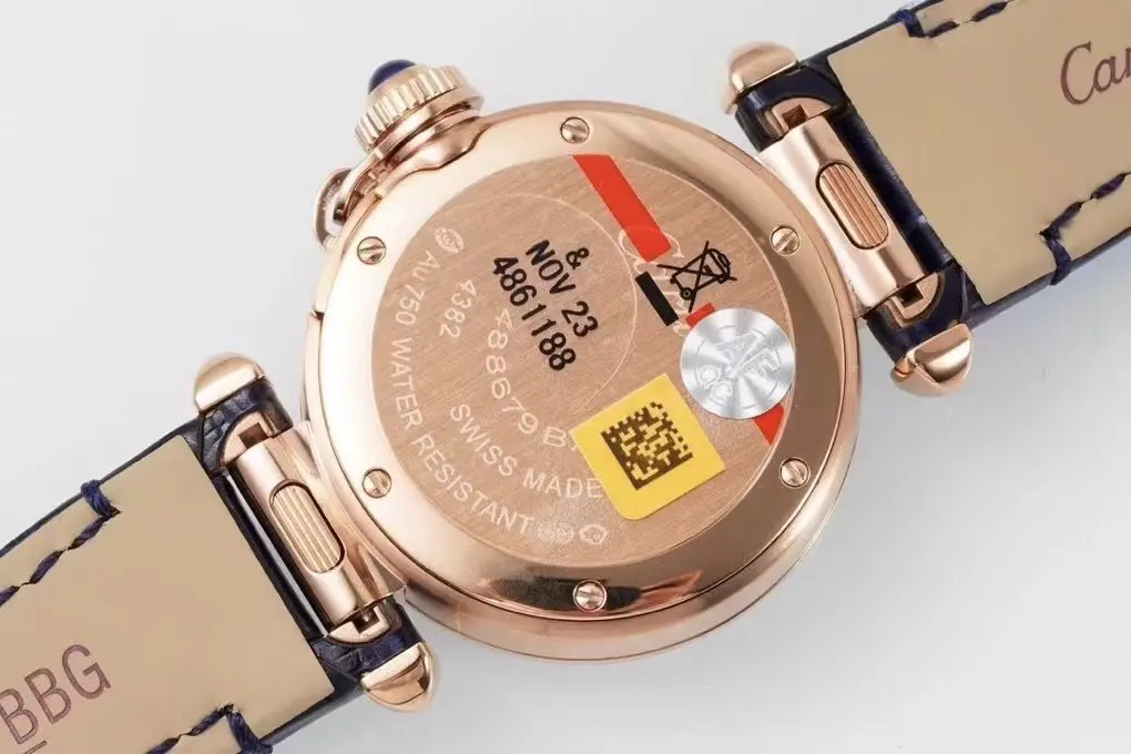 Cartier Pasha de Cartier Ladies Watch Rose Gold Blue Leather - Image 4