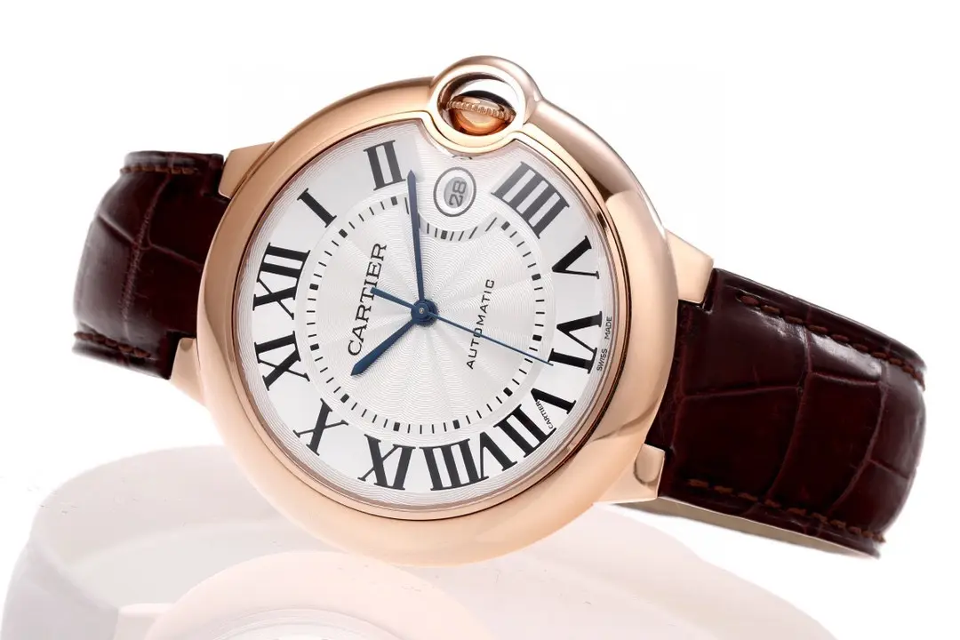 Cartier Ballon Bleu 42mm Rose Gold Brown Leather - Image 4