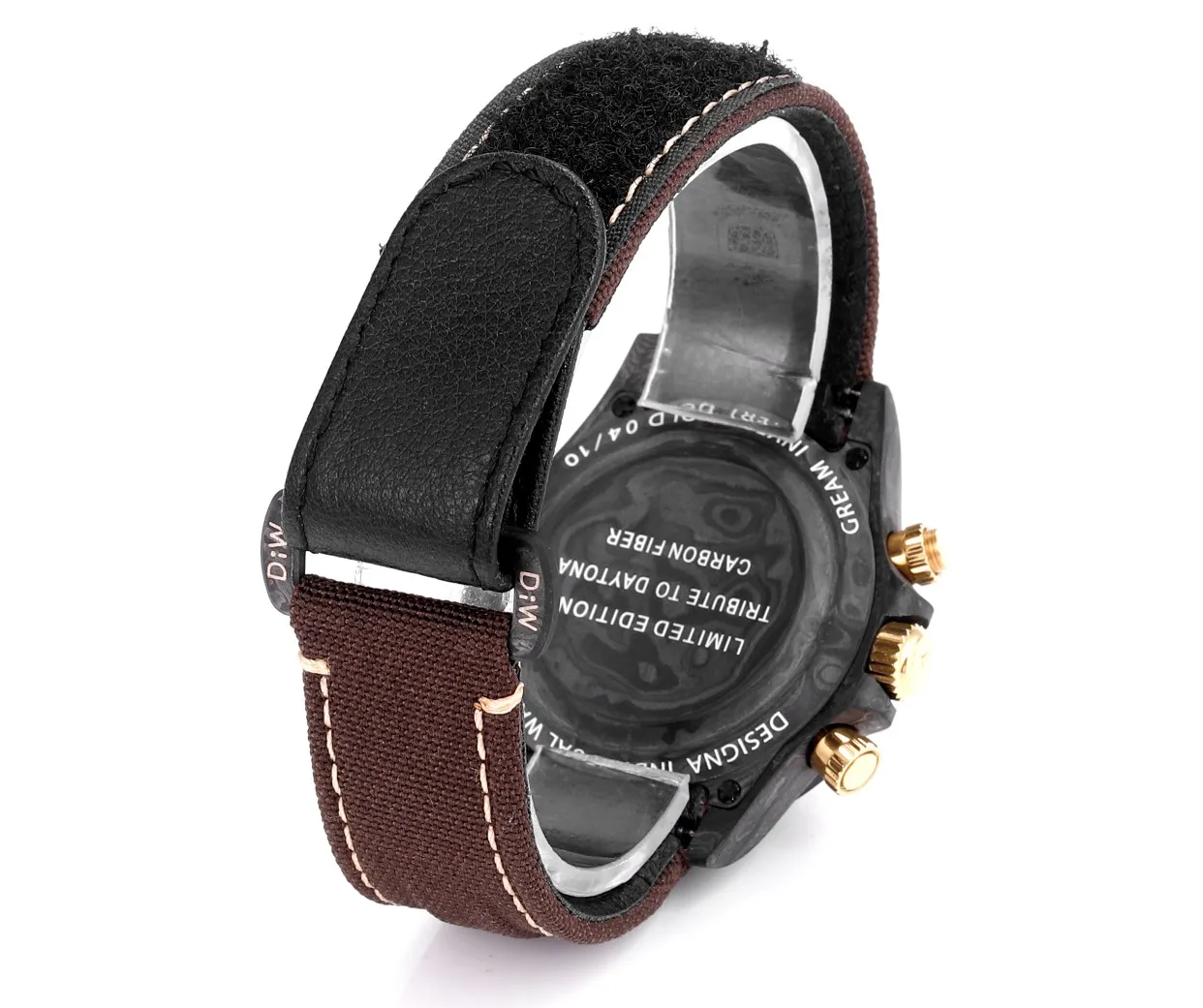 Rolex Daytona Carbon Fiber Custom Edition Watch – Black with Brown Strap - Image 8