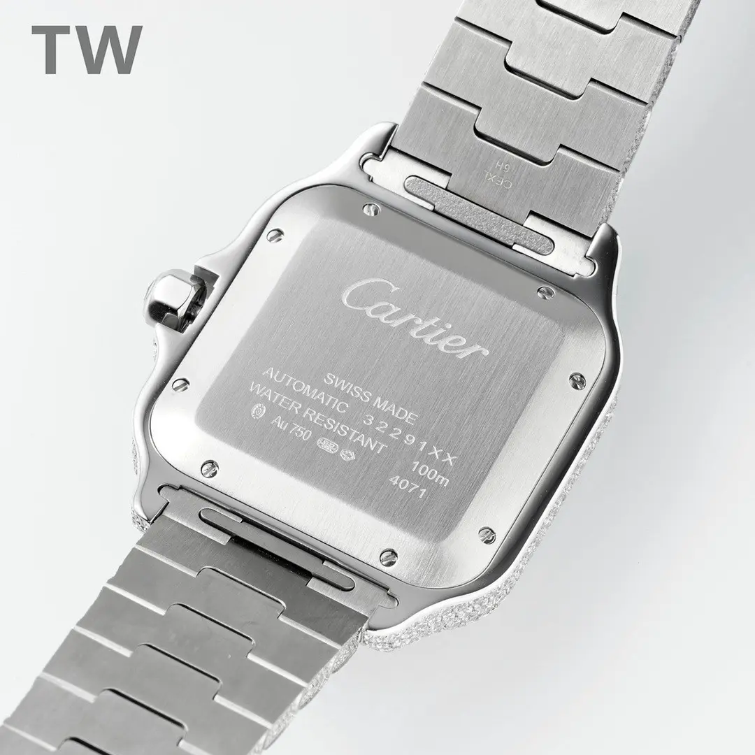 Cartier Santos Full Diamond Watch Silver - Image 4