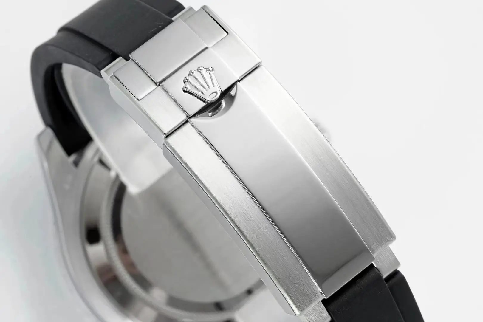Rolex Yacht-Master 42mm Platinum Case Watch with Diamond & Amethyst Bezel and Black Rubber Strap - Image 9