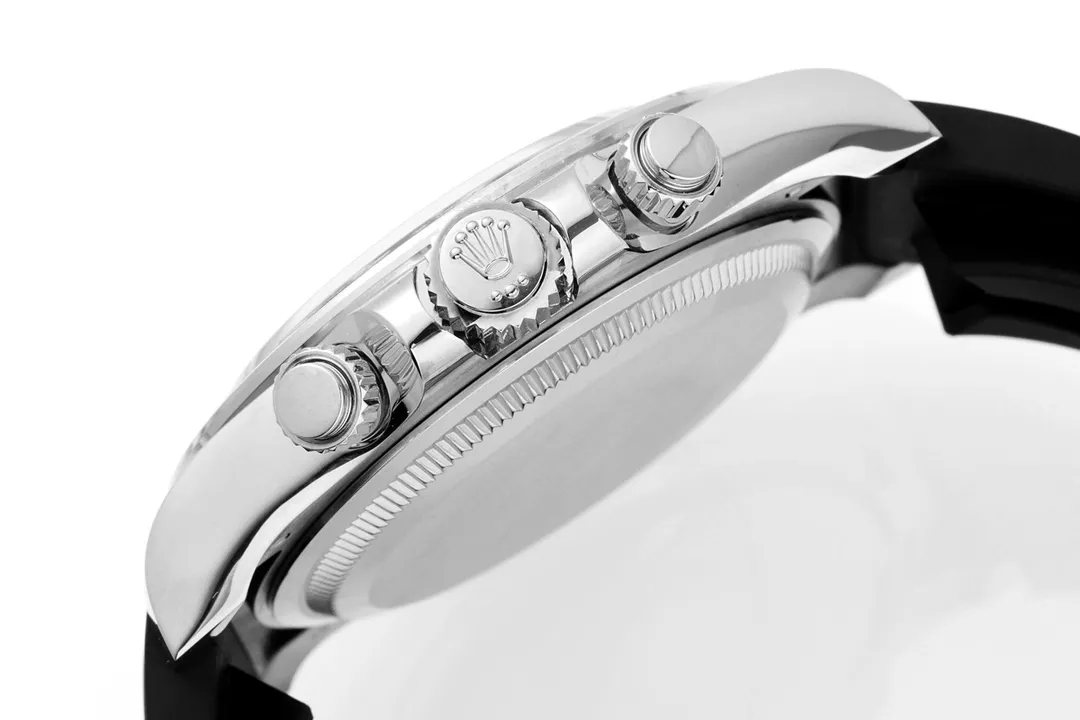 Rolex Daytona – Black Dial, Stainless Steel Case, Rubber Strap Watches Chronograph - Image 9
