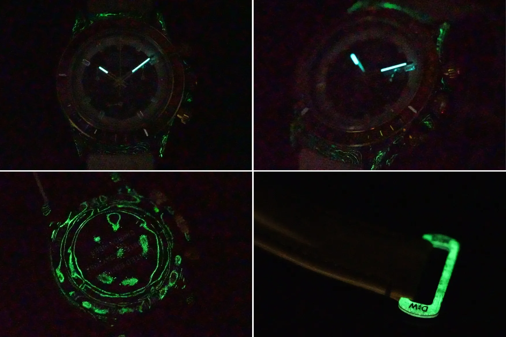 Rolex Daytona Custom Carbon Fiber Night Glow Case Watch – Black with Rainbow Bezel, Beige Strap - Image 9
