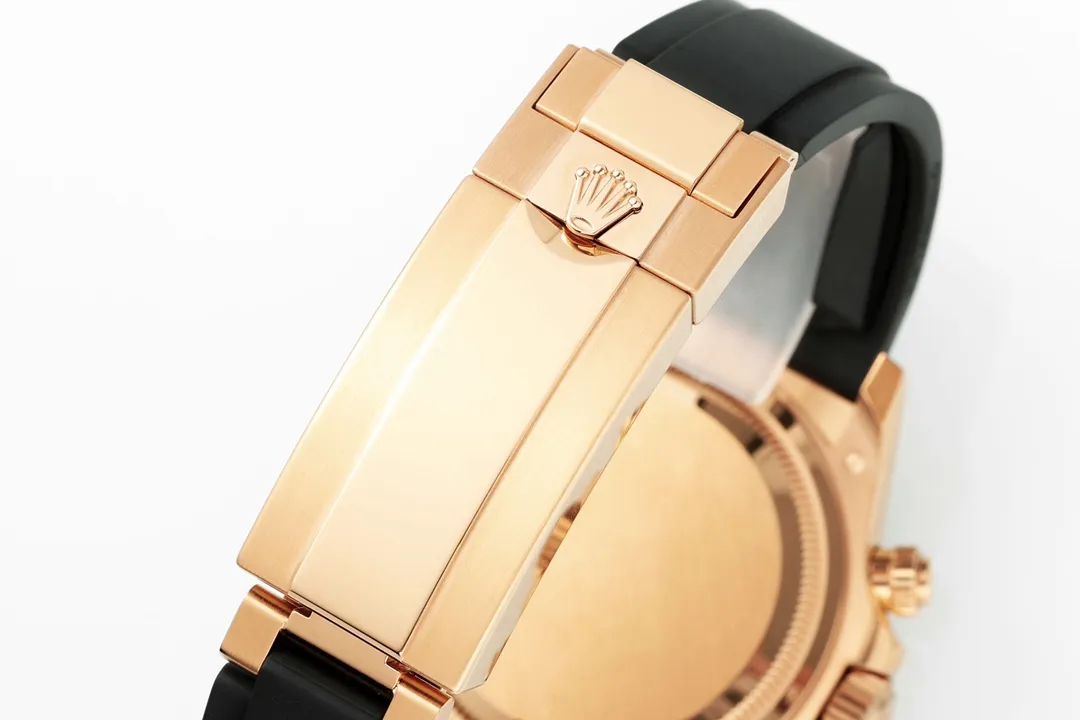 Rolex Daytona Watch – Gold with Black Dial and Rubber Strap – Limited Stock - Image 9