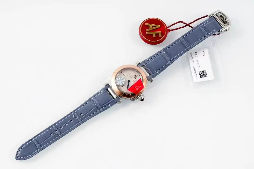 Cartier Pasha de Cartier Watch Rose Gold Blue Leather - Image 9